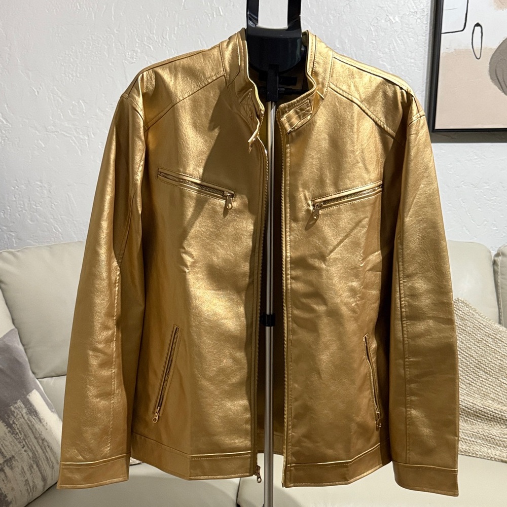 Gold Faux Leather Jacket